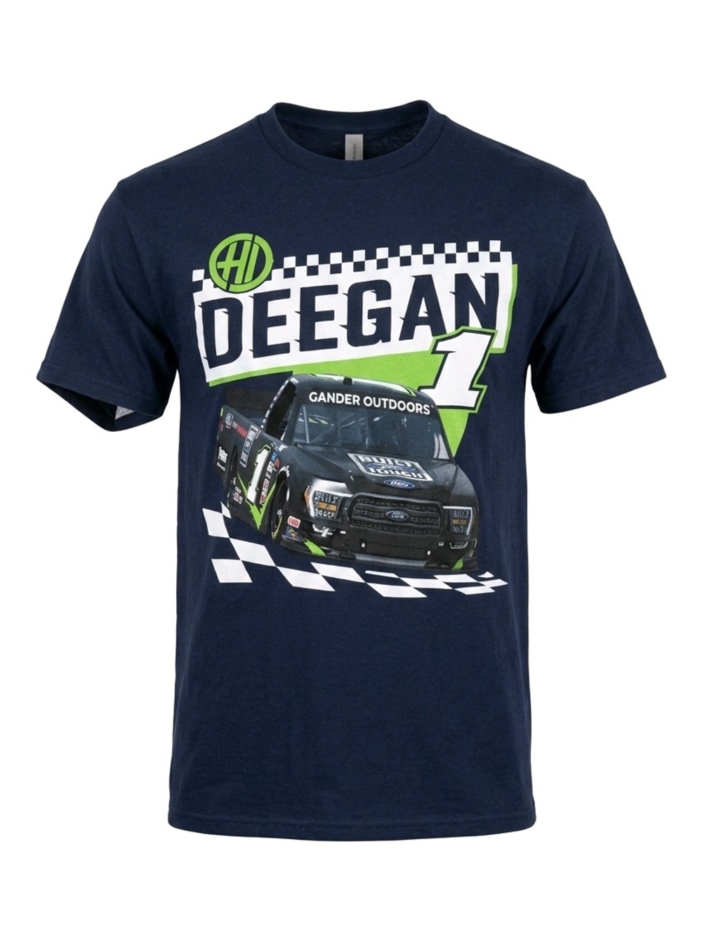 Vintage Gildan Navy DEEGAN Graphic Tee with Green and White Accents